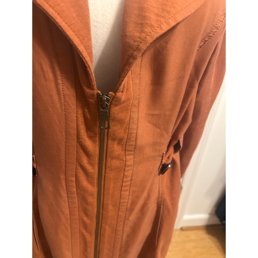 Soft Surroundings Santa Rosa Burnt Orange Tencel Toggle Jacket Pockets Medium - Picture 6 of 9